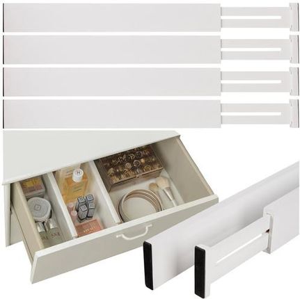 Organizer do Szuflady Seprator Szuflad Regulowana Przegroda Bambus Biały x4 Ruhhy 25632