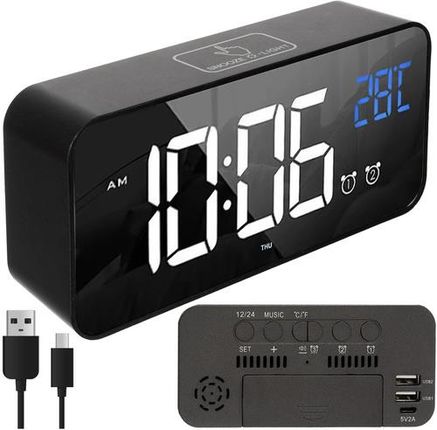 Budzik Elektroniczny Zegar LED Głośny Stojący Data Termometr Działa na Głos Izoxis 24736