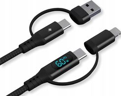 Electronica4U Kabel Do Ładowania 4W1 Usb C + Lightning Usb-C A Pd 60W Z Lcd 1M