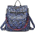 VARLIVOO Fashion Ladies plecak uniwersalny projekt cabrio torebki i torba na ramię torba podróżna do pracy ze skóry PU Serpentynowy niebieski