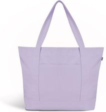 Ecoright duża torba płócienna dla kobiet, z zamkiem błyskawicznym i kieszenią wewnętrzną, 100% bawełna ekologiczna, Reisenthel Shopper, Lilac-pack of