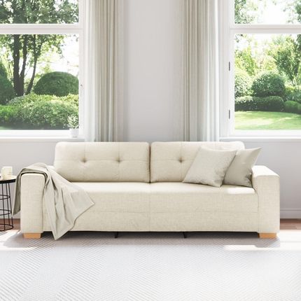 vidaXL Sofy Beżowa Materiał Duża Wygodne Sofa 3-Osobowa Prostokątna 4105097