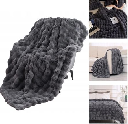Puszysty I Pluszowy Koc Na Łóżko Cozyglam Miękki, Narzuta Na Łóżko Szary
