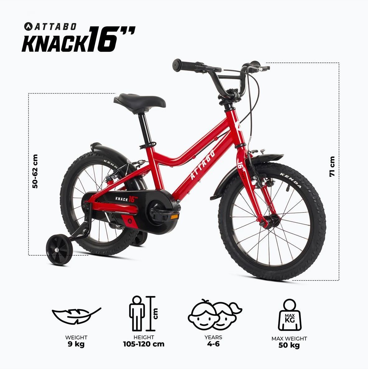 фото Дитячий двоколісний велосипед Attabo Knack 16 Red
