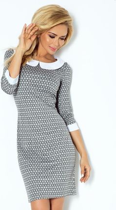 111-2 Sukienka z OKRĄGŁYM kołnierzykiem - szary LABIRYNT XS