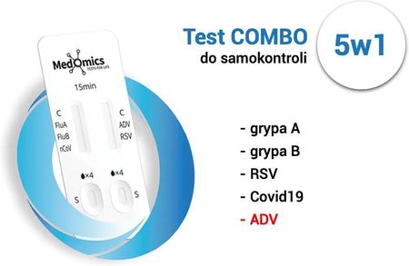 LabHome Test Combo 5w1 SARS-CoV-2/FluA/FluB+RSV/ADV test na obecność 5 wirusów - zdjęcie 2
