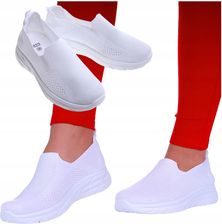 Sportowe buty damskie Białe wsuwane trampki sneakersy slip on 17266 41