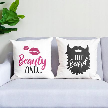 Bullz Zestaw Poduszek Walentynkowy Walentynek Beauty And The Beard Prezent (2XPOD38X38WH) - zdjęcie 5