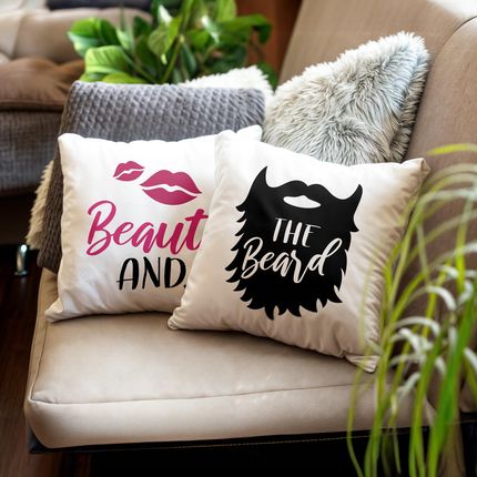 Bullz Zestaw Poduszek Walentynkowy Walentynek Beauty And The Beard Prezent (2XPOD38X38WH) - zdjęcie 6