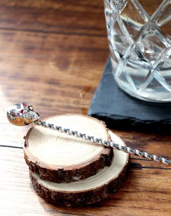 Whiskey Rocks Łyżka Barmańska Do Drinków I Koktajli Z Czaszką Profesjonalna 43 Cm   - zdjęcie 4