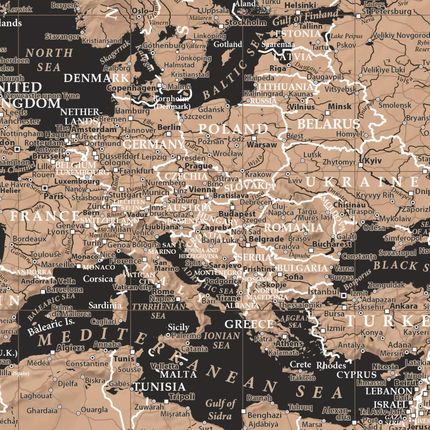 Artglob.Pl Spółka Z O. O. Świat Polityczny - World Black - Mapa Ścienna Na Podkładzie Wersja Angielska, 1:42 000 000 - zdjęcie 2