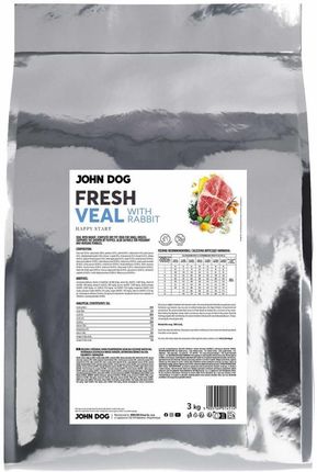 JohnDog Fresh Puppy Cielęcina Królik 3kg - zdjęcie 5