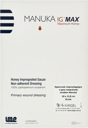 Kikgel Manuka Ig Max Sterylny Nieprzywierający Opatrunek Nasączony Miodem Manuka 10x12,5cm 1szt. - zdjęcie 2