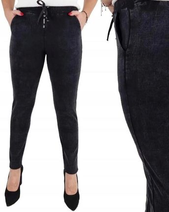 JEGGINSY Spodnie jeansy damskie 3XL/4XL CZARNE wysoki stan DASIRE