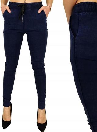 JEGGINSY Spodnie jeansy damskie 3XL/4XL GRANAT wysoki stan DASIRE