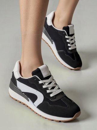 Damskie Sneakersy LARA BUTY SPORTOWE CZARNE BIAŁE 41