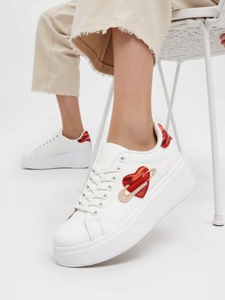 Damskie Sneakersy MIA BUTY SPORTOWE BIAŁE CZERWONE SERCE 39