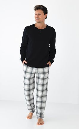Piżama męska Sensis Charles – długi rękaw, bawełna i flanela, M-XL