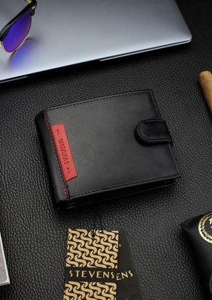 Portfel Męski Skórzany STEVENS Ochrona RFID Czarny - zdjęcie 2