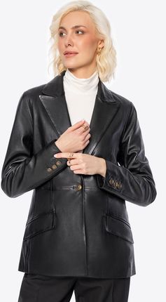 Damski płaszcz ze skóry owczej czarny