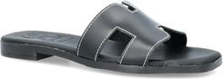 Zdjęcie Oh! My Sandals klapki 5566 9542D czarne z wycięciem w stylu H - Bobolice
