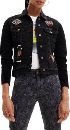 DESIGUAL Lekka kurtka damska bawełna czarny GR71705 - Rozmiar: S