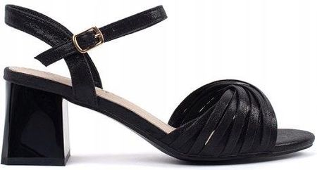 Czarne eleganckie sandały na niskim słupku 37