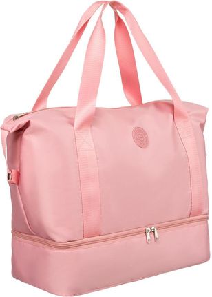 Różowa torba weekendowa z wytrzymałego poliestru zawieszona na wygodnych uchwytach - Peterson