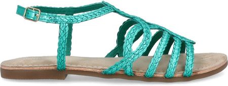 Skórzane płaskie sandałki - GIOSEPPO 71746 TURKUSOWE