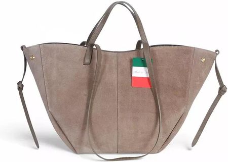 Zamszowa torba damska Shopper XL Taupe | BESTSELLER | Vera Pelle