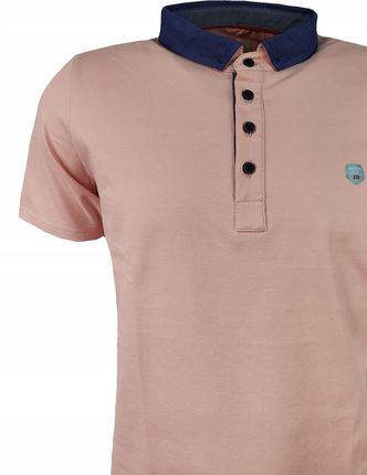 Koszulka polo męska tshirt sportowy z kołnierzem PUDROWY RÓŻ XL - zdjęcie 4