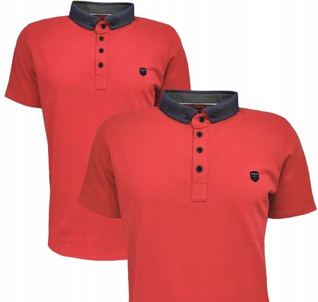 Koszulka polo męska tshirt sportowy z kołnierzem MALINOWA XL