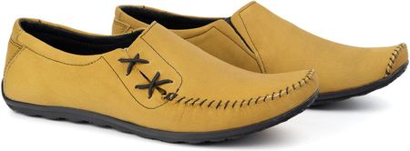 Buty męskie mokasyny skórzane wsuwane 306KZ camel żółte