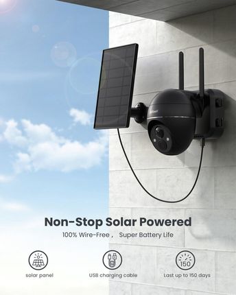 Iegeek Kamera Solarna Zewnętrzna Ip Wifi Obrotowa Fhd 2K 3Mpx 4X Zoom Na Baterie - zdjęcie 6