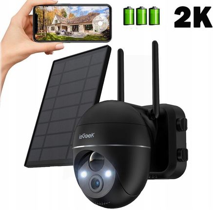 Iegeek Kamera Solarna Zewnętrzna Ip Wifi Obrotowa Fhd 2K 3Mpx 4X Zoom Na Baterie - zdjęcie 5
