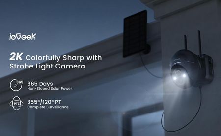 Iegeek Kamera Solarna Zewnętrzna Ip Wifi Obrotowa Fhd 2K 3Mpx 4X Zoom Na Baterie - zdjęcie 4