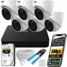 Dvs Zestaw Do Monitoringu 6 Zewnętrzne Kamery Poe Ip 5Mpx Kopułka 1Tb Mikro