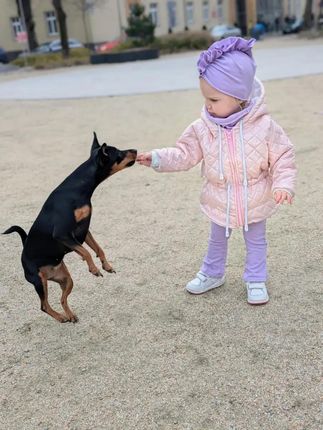 Kurtka pikowana królik parka romby różowe plus turban i komin rozmiar 146