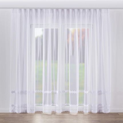 Dekoria.pl Firana na haczykach flex podwójnych, biały z wzorem, Woale i firany 300x265 cm (129518639_300X265)