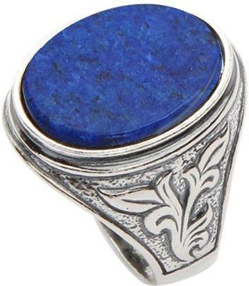 Polcarat Design Pierścionek srebrny sygnet zdobiony lapisem lazuli PB 290 Lapis Lazuli