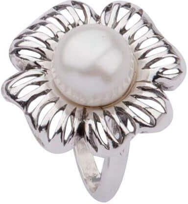 Polcarat Design Pierścionek srebro oksydowane perła PK 1565