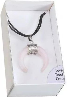 Wisior Amulet Półksiężyc, Kwarc Różowy