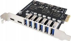 Zdjęcie Karta adapter do komputera PCI PCIe 1X na 8x USB (6A+2C) 5Gbps Gen2 - Barczewo