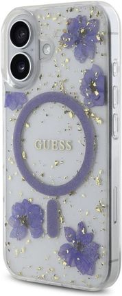 Guess Etui Resin Flowers Glitter Magsafe Do Iphone 16 Fioletowy - zdjęcie 5