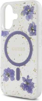 Guess Etui Resin Flowers Glitter Magsafe Do Iphone 16 Fioletowy - zdjęcie 4