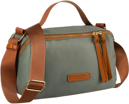 Zielono-brązowa listonoszka damska z nylonu i skóry ekologicznej - Peterson