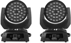 Ruchomy reflektor, 36x12W RGBW 4w1, regulowane nachylenie/obrót, 2 światła (czarny), 4w1 RGBW