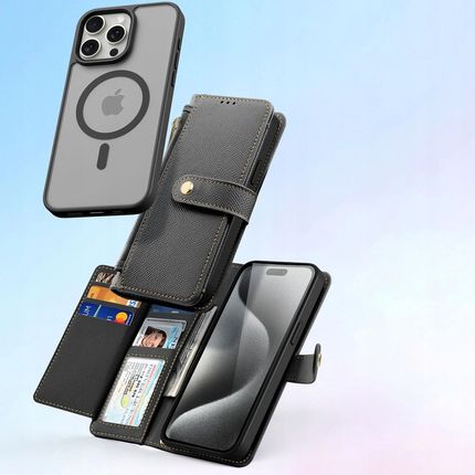 Dux Ducis Etui Skórzane Lawa Na Iphone 15 Pro Czarne - zdjęcie 2