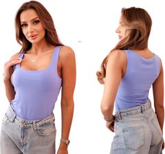 Fioletowa dopasowany top na ramiączkach z WISKOZY- basic must-have - zdjęcie 1