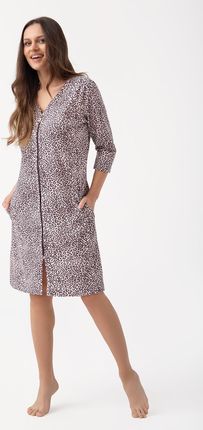 Szlafrok damski LUNA kod 390 kakaowy różowy panterka
